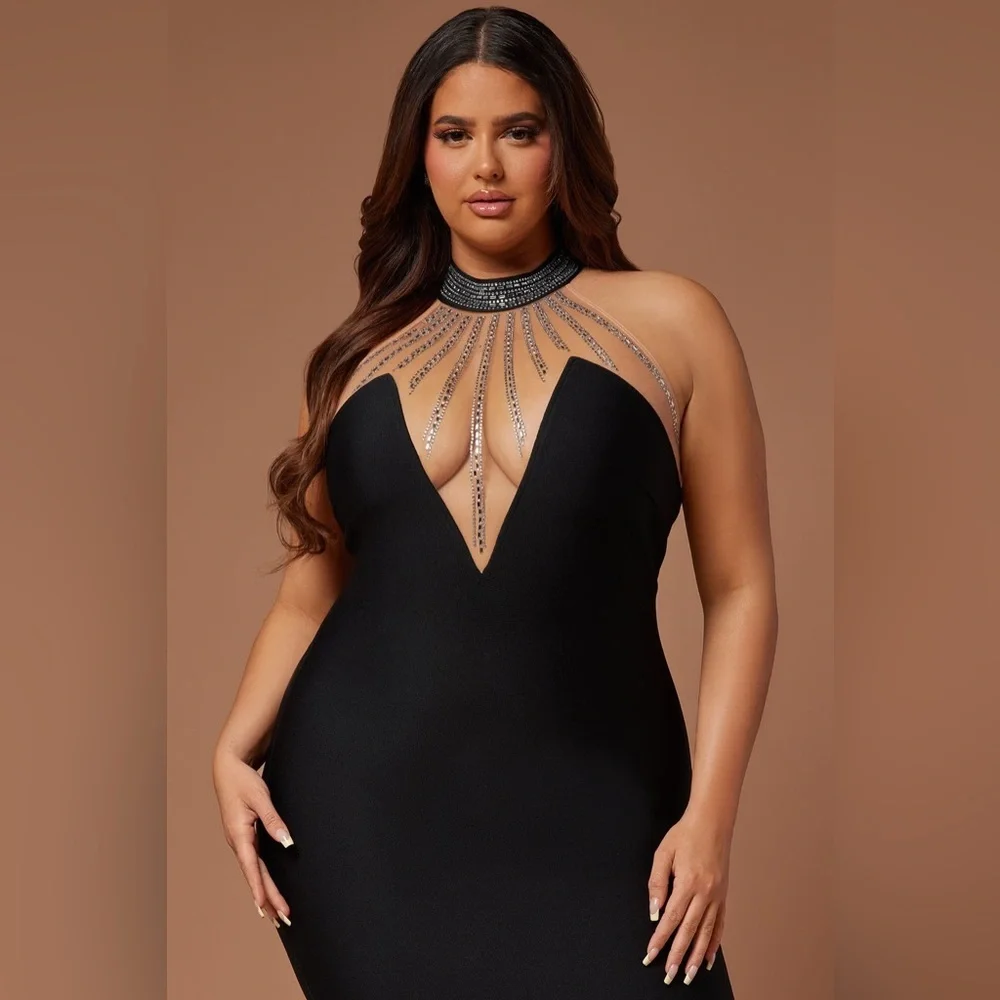 FASHION NOVA | Lina Embellished Bandage Mini Dress - Picture 3 of 15